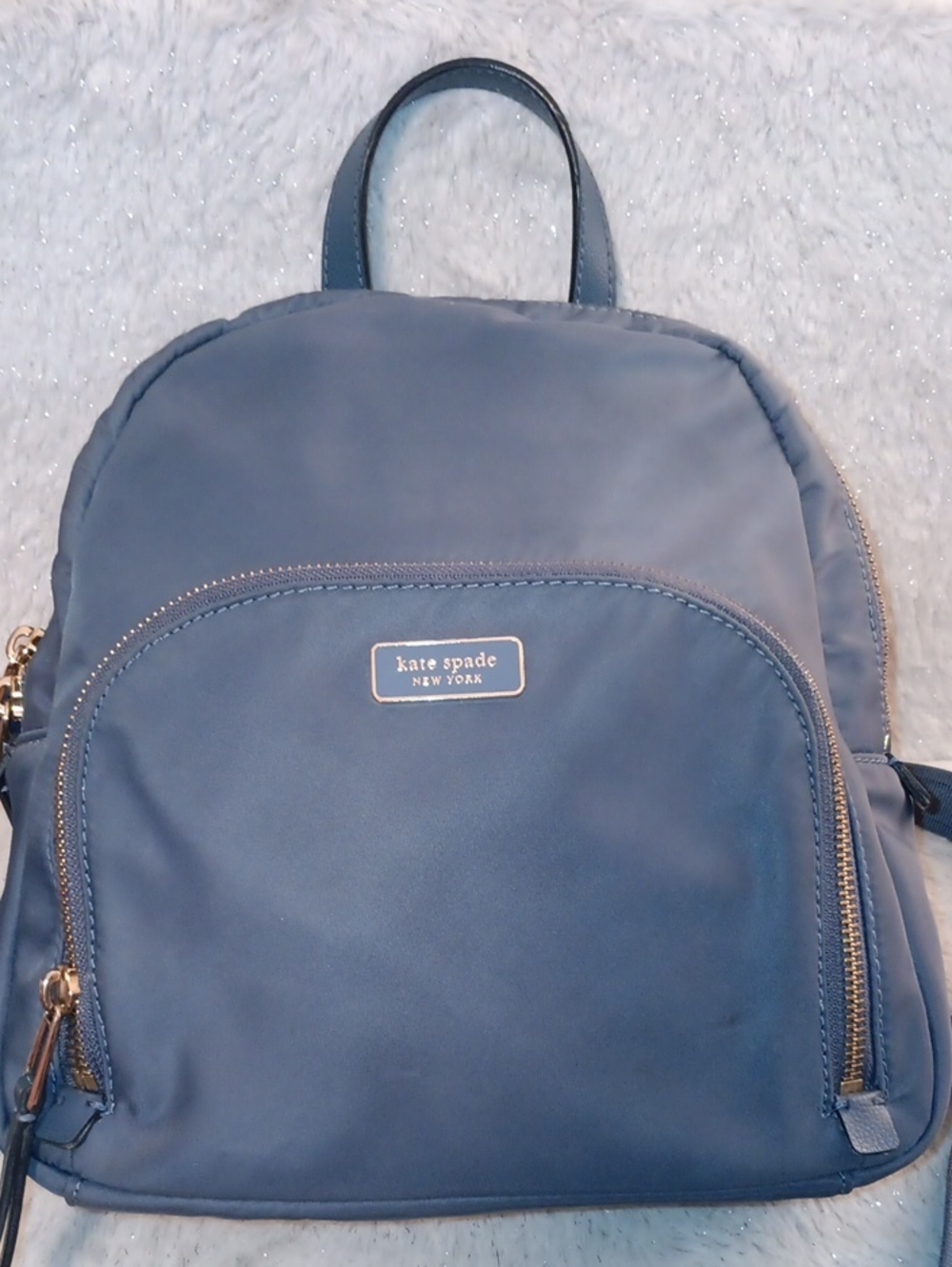 kate spade Preloved Light Blue mini nylon backpack with gold hardware